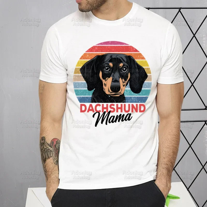 Dachshund Teckel Cute Dog Men's Tshirt Cute Printing Shirt Mens Fashion T-Shirt For Men Casual Tops Short Sleeve