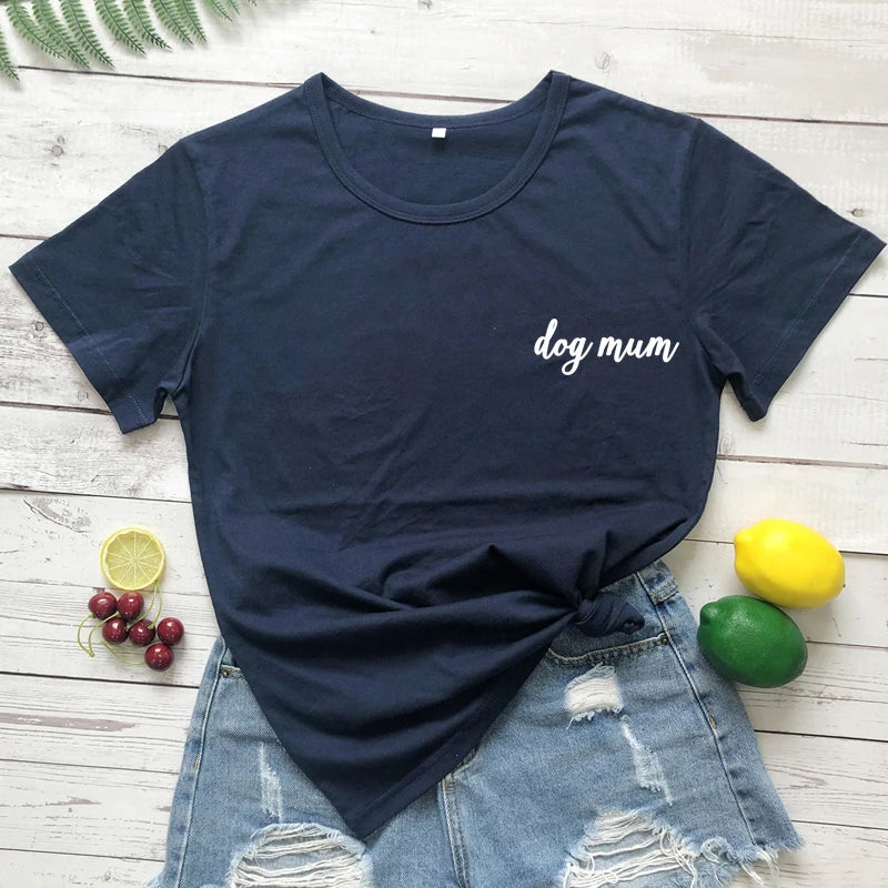 dog mum pocket tshirt cute women short sleeve dog mom tee shirt top