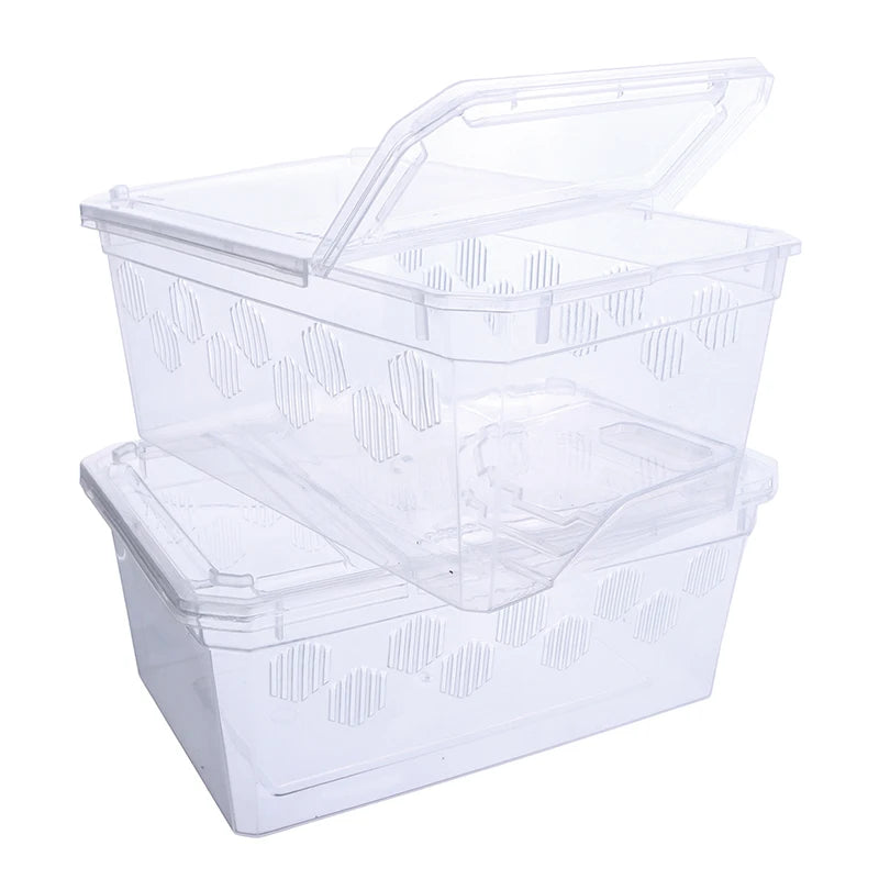 Reptile Tank Insect Spiders Tortoise Lizard Plastic Transparent Reptile Breeding Box Vivarium With Balcony Feeding Supplies