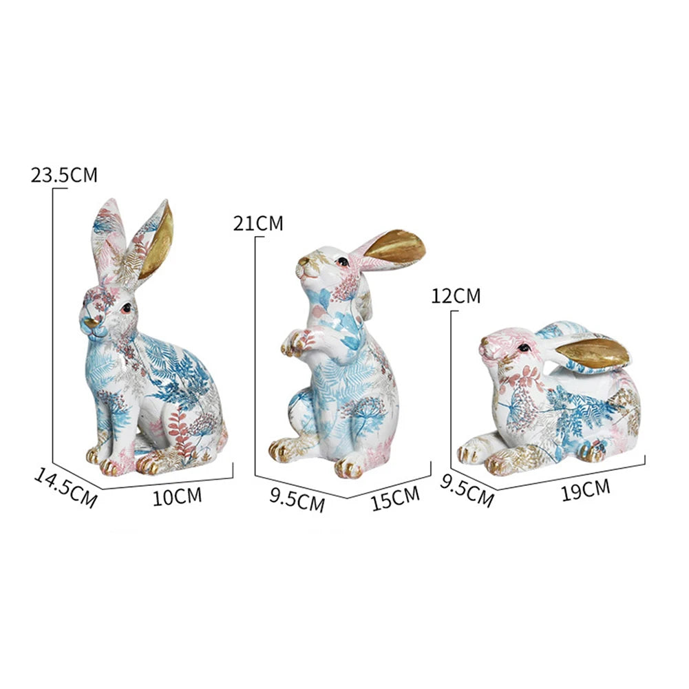 Rabbit Statue Resin Lifelike Rabbit Sculpture Rabbit Decoration Easter Bunny Ornament for Home Office Desktop