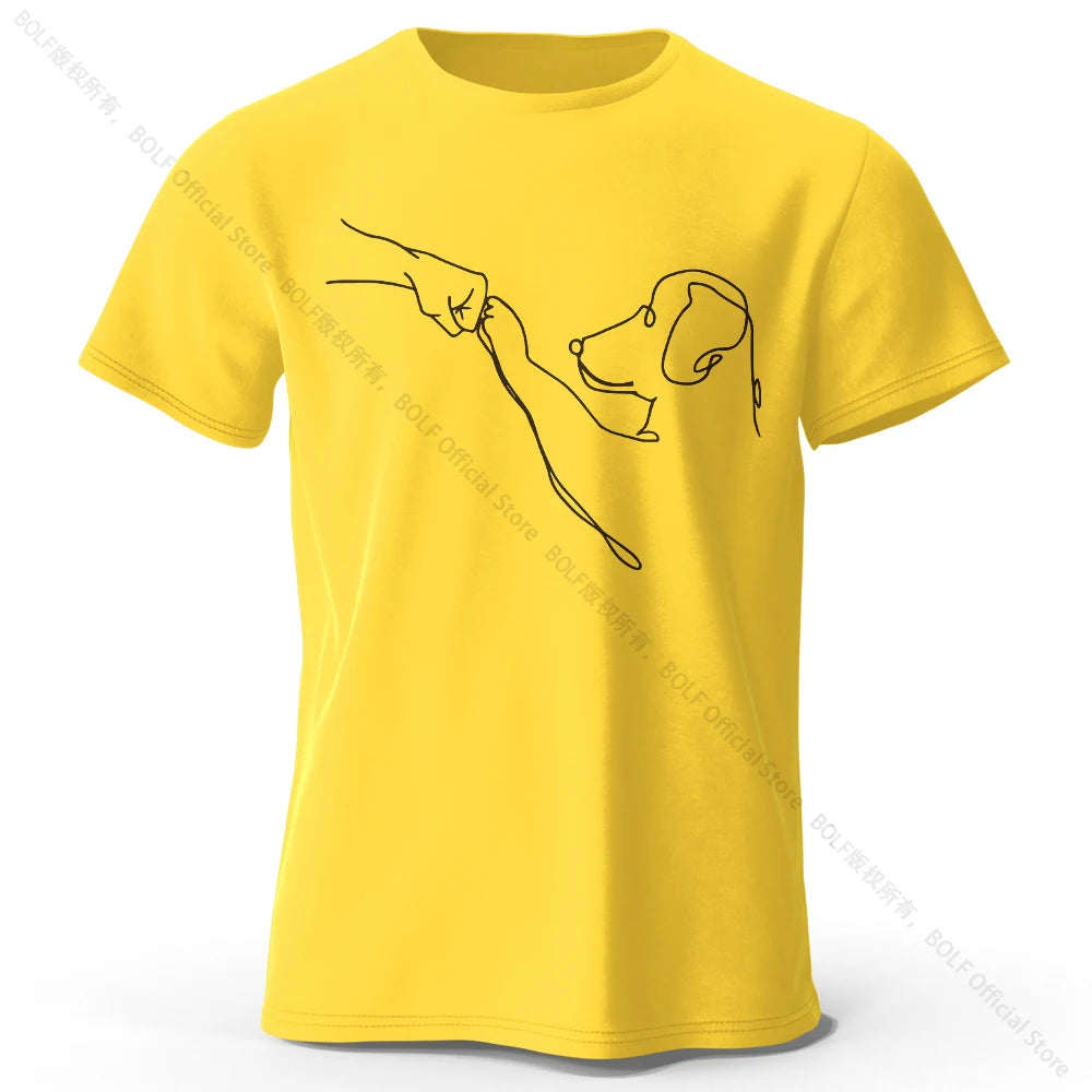 The Dog Friend Printed Modern Minimalist 100% Cotton T-Shirt, Lightweight Round Neck Short Sleeve Tee, Unisex Everyday Wear