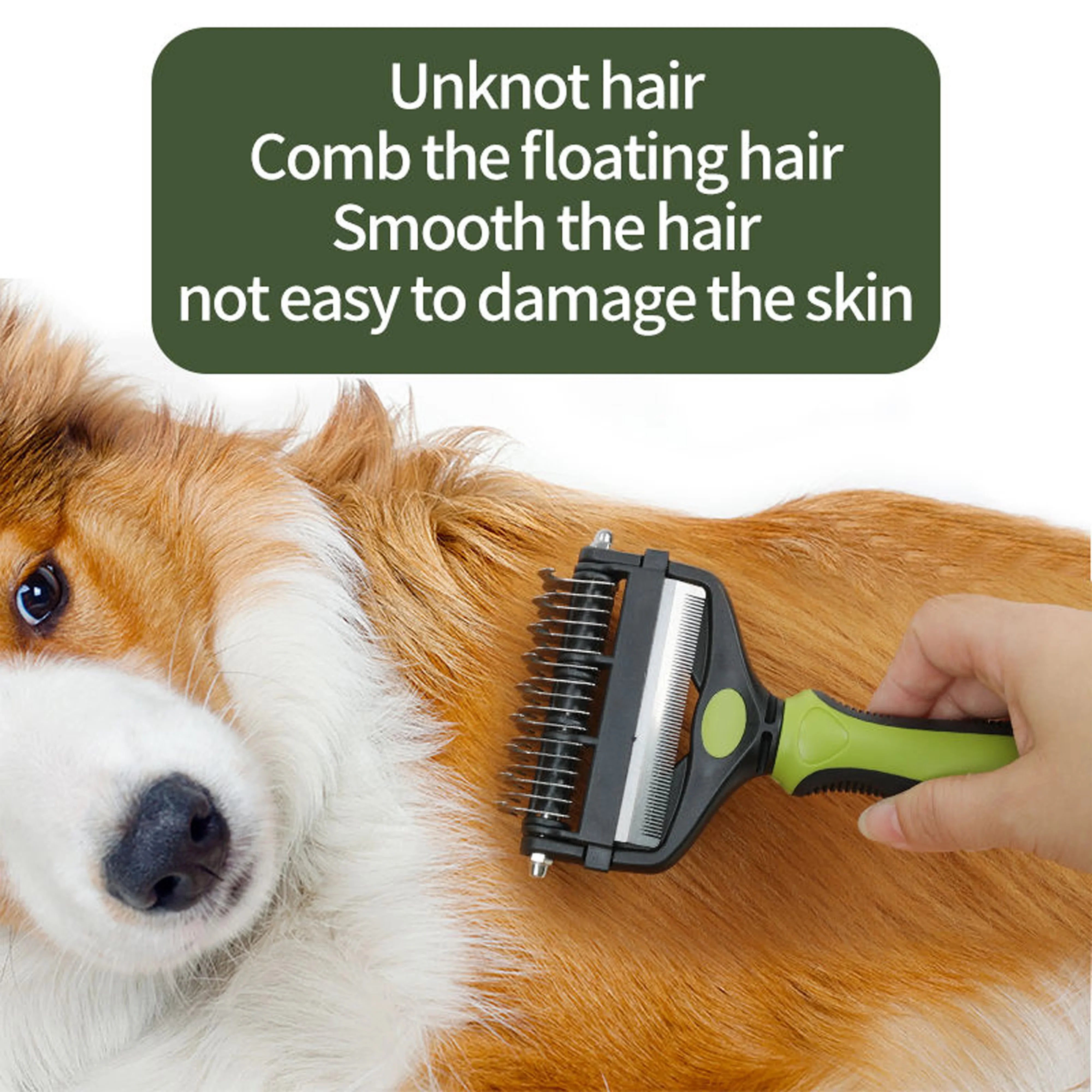 3 In 1 Pet Deshedding Brush Dog Hair Remover Pet Fur Knot Cutter