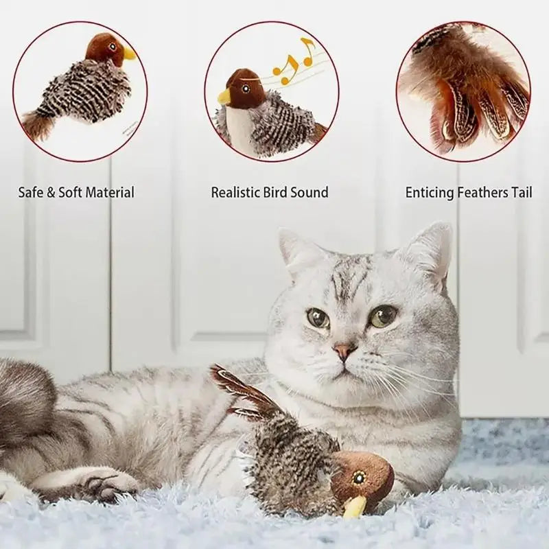 Flying Flapping Bird with Catnip Realistic Interactive Cat Feather Toys Soft and Cozy Kitten Toys Flapping Bird for All Breeds
