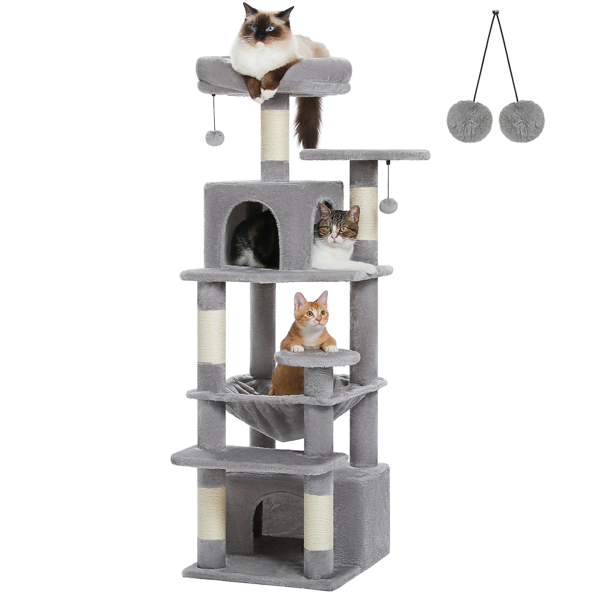 PAWZ Road 72" Large Cat Tree Tower with Hammock and Condo