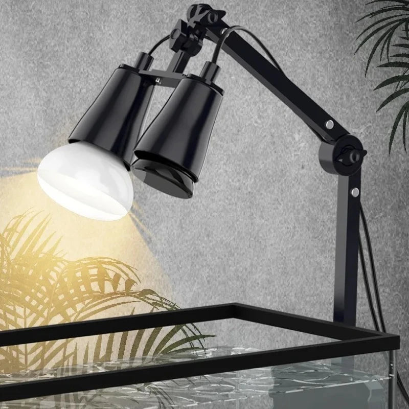 Reptile Terrarium Adjustable Dual-head Lamp Stand Adsorption Removable UVB UVA Lamp Stand Reptile Habitat Supplement Calcium