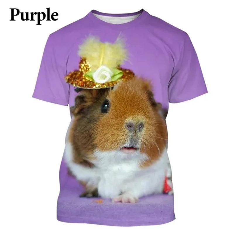 Fashion Animal Guinea Pig 3D Printing T-shirt Men And Women Casual Cute Short-sleeved T-shirt Trend Funny Tee Shirt Costumes Top