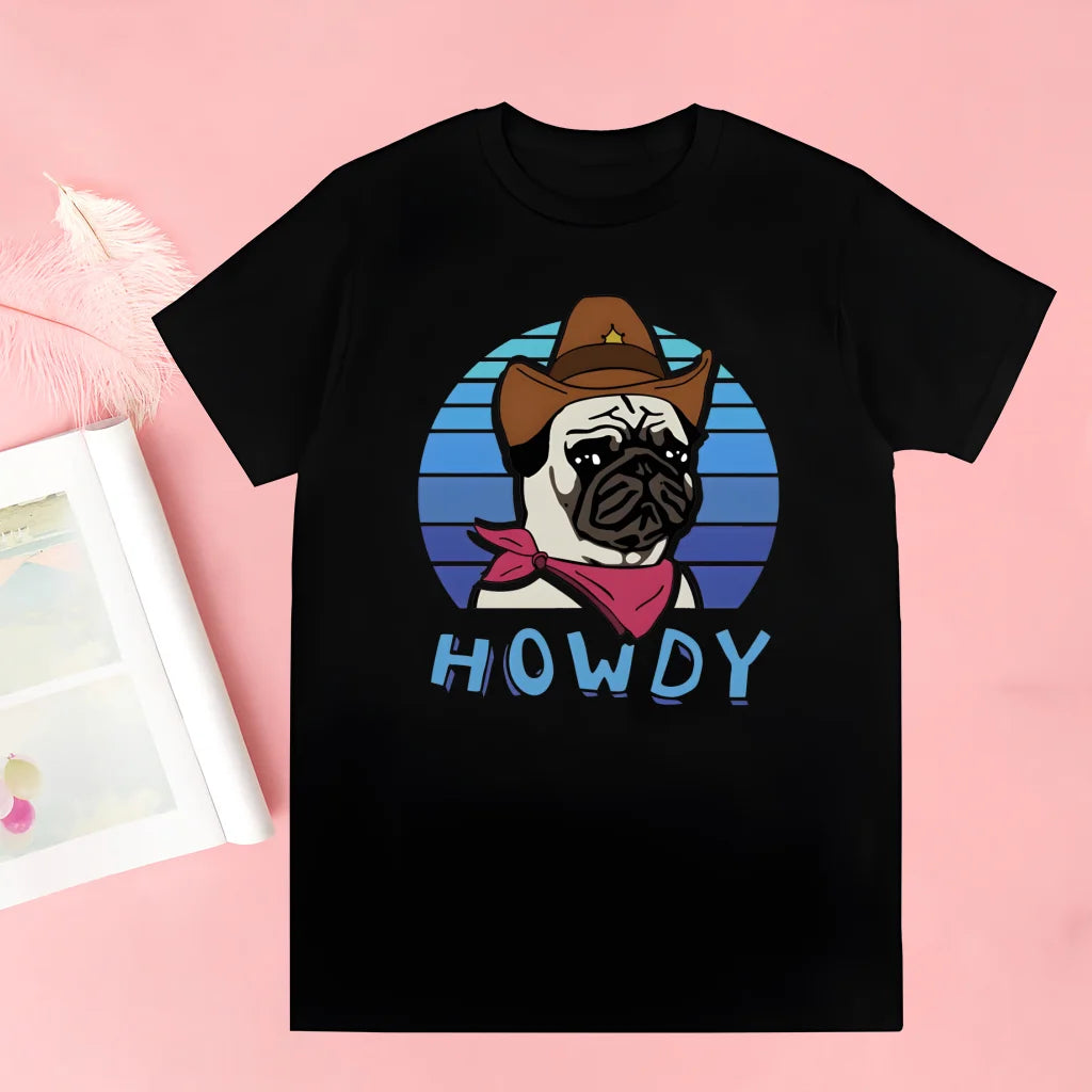 Pug Dog Animal Pet T Shirt Novelty Funny Vintage Crew Neck Men's T-Shirt Humor Women Top Tee Gift Humor Streetwear
