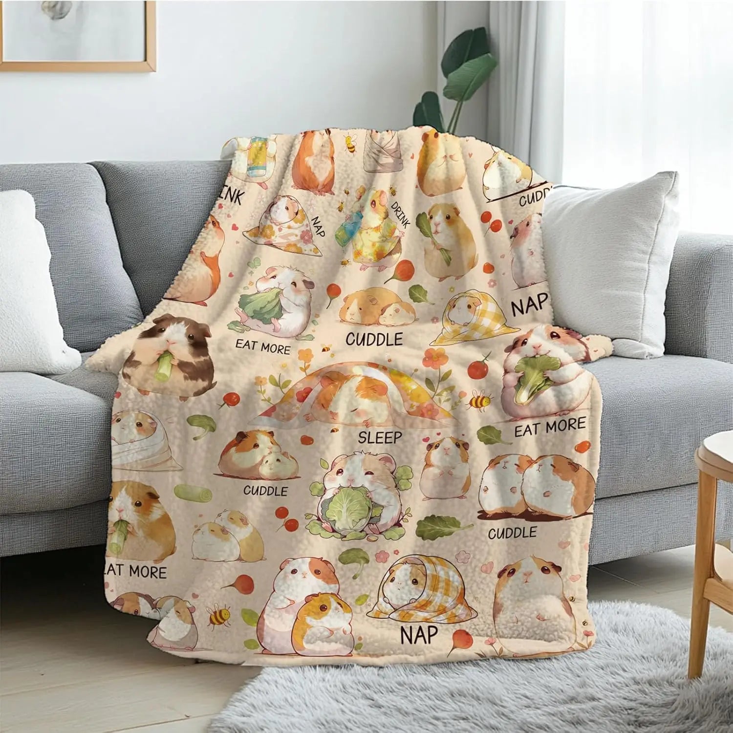 Guinea Pig Blanket, Soft Flannel Guinea Pig Gifts for Kids, Cute Capybara Blanket for Women, Birthday Gift Blanket for Kids,