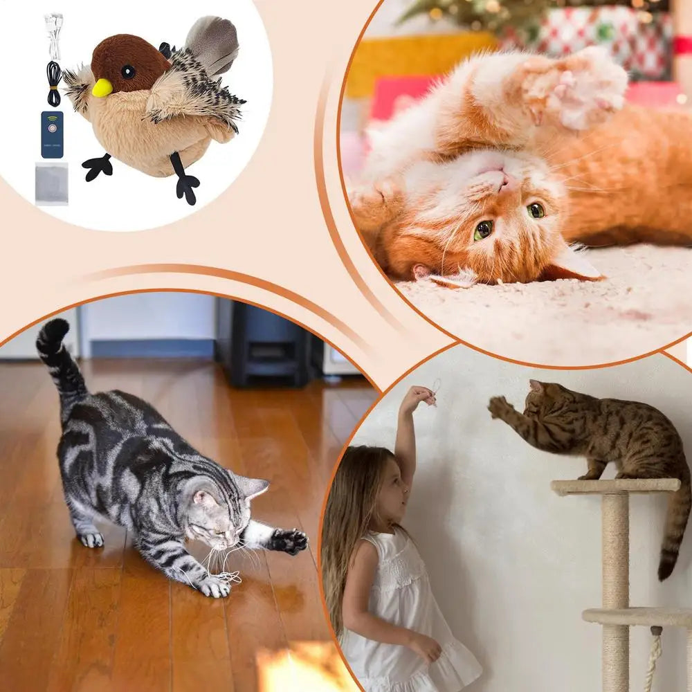 Flying Flapping Bird with Catnip Realistic Interactive Cat Feather Toys Soft and Cozy Kitten Toys Flapping Bird for All Breeds
