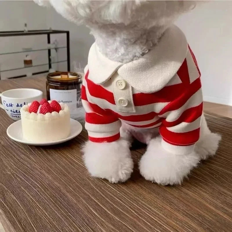Striped Dog Shirt for Small Dogs Breathable Cotton Pet T-Shirt for Teddy Bichon Schnauzer Spring Summer Autumn Puppy Clothes