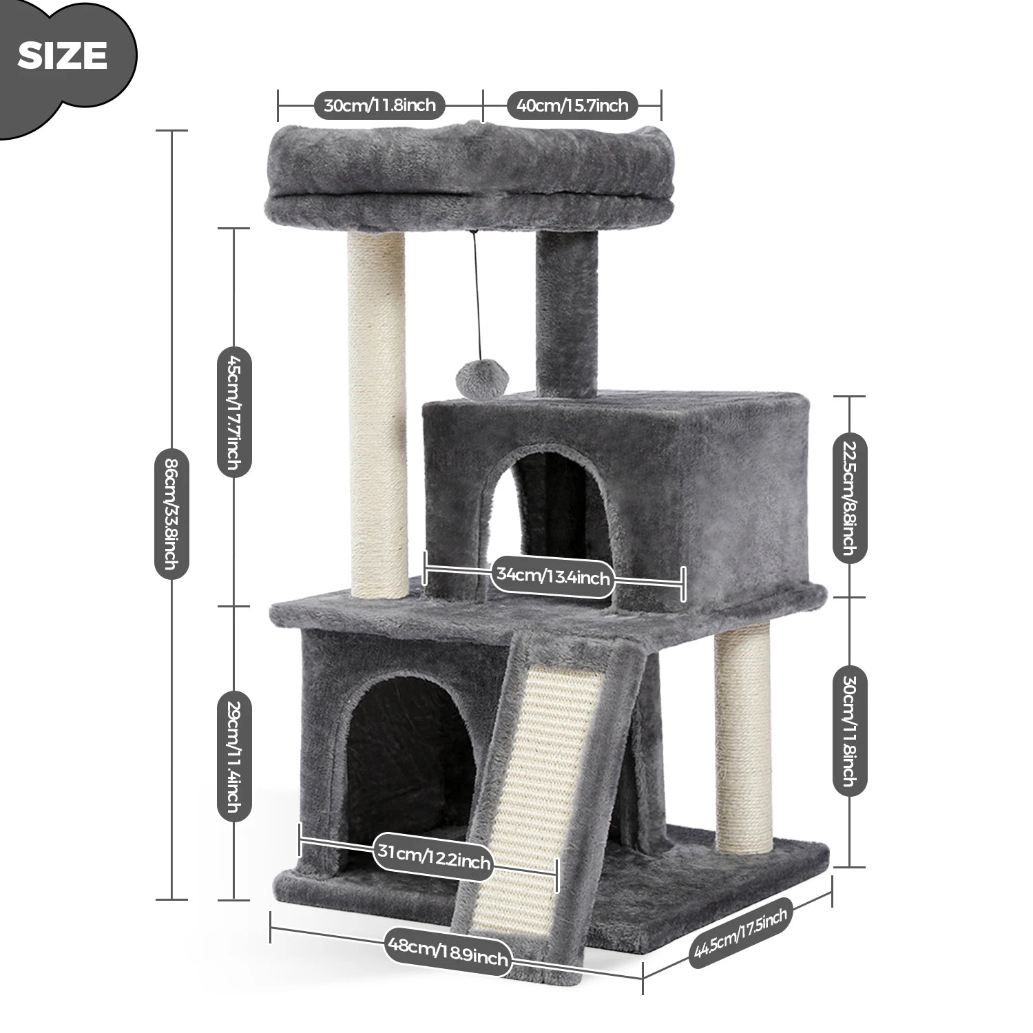 Pequlti Multi-Level Cat Tree Tower with Condo and Hammock