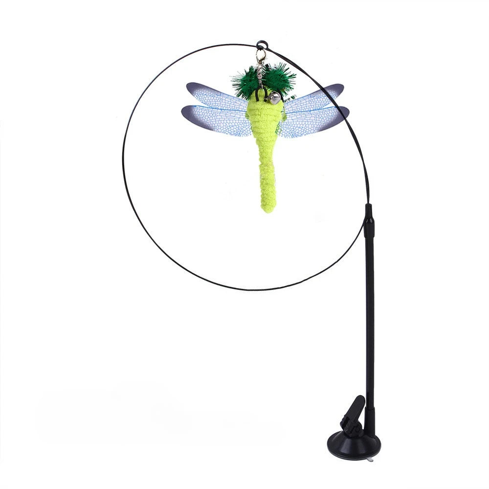 Cat Toys Simulation Bird interactive Sucker Feather Bird with Bell Cat Stick Toy for Kitten Playing Teaser Wand Toy Cat Supplies