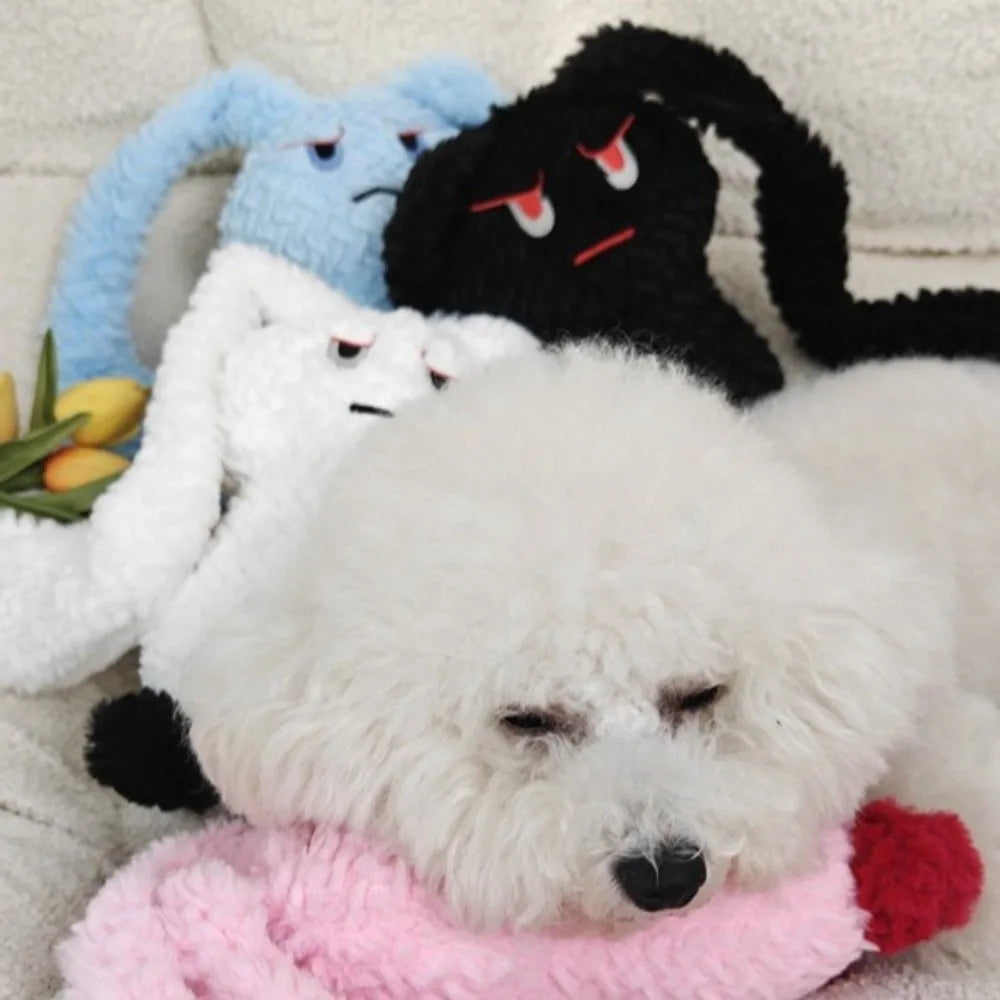 Long Eared Rabbits Pet Plush Toys Bite-Resistant Stuffed Animal Dog Chew Toys Tooth Cleaning Soft Squeaky Dog Toys