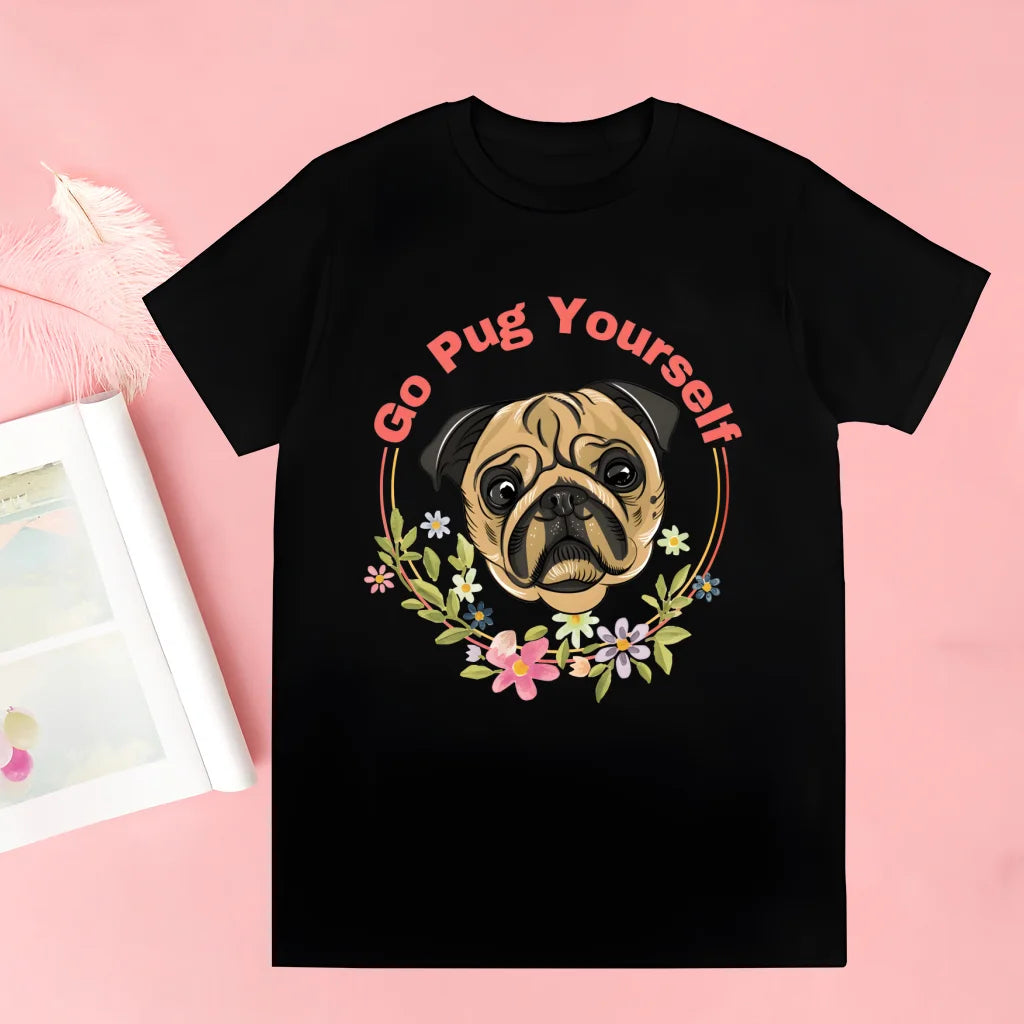 Pug Dog Animal Pet T Shirt Novelty Funny Vintage Crew Neck Men's T-Shirt Humor Women Top Tee Gift Humor Streetwear