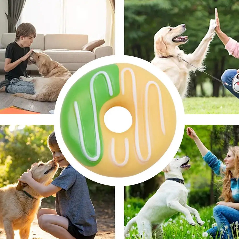 Durable Dog Squeak Chew Toys Donuts Ice Cream Burger Style Floatable On Water Training Outdoor Simulation Pet Chewer Toy
