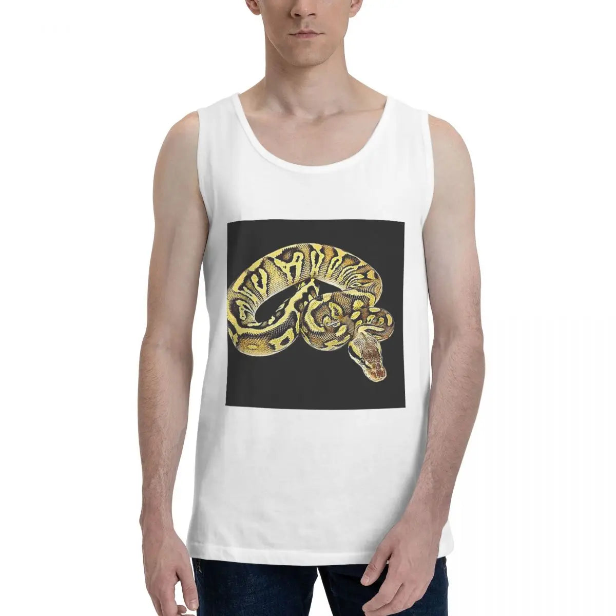 Ball Python Pastel Leopard 100% Cotton Men's Sweatshirt Vest Sleeveless Clothing Tees Men Tank Tops T-shirt