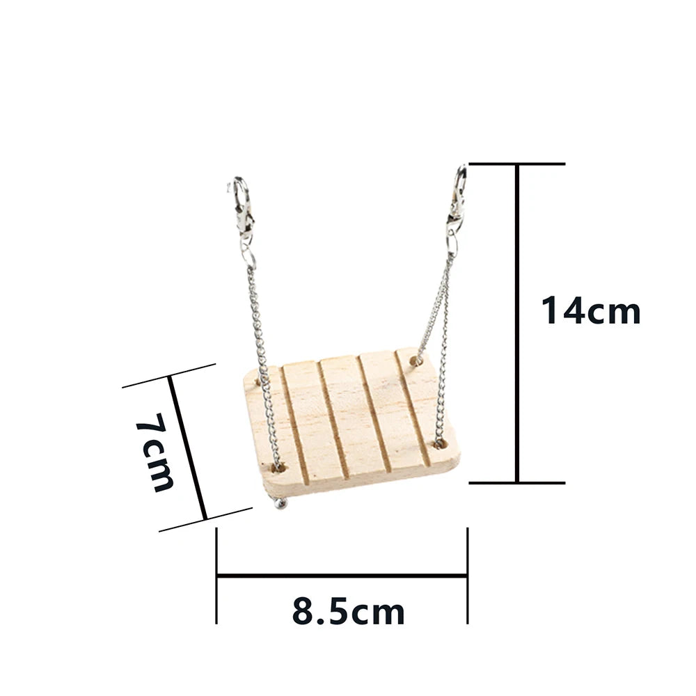 Cute Rabbit Roller Toys Natural Wooden Pine Dumbells Unicycle Bell Chew Toys for bird Guinea Pigs Rat  Small Pet Molars Supplies