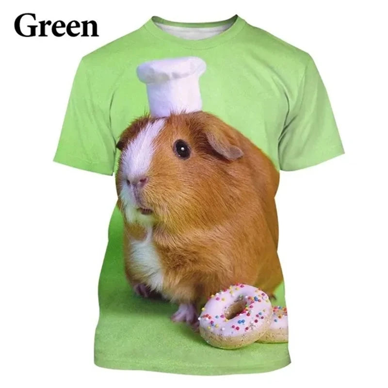 Fashion Animal Guinea Pig 3D Printing T-shirt Men And Women Casual Cute Short-sleeved T-shirt Trend Funny Tee Shirt Costumes Top