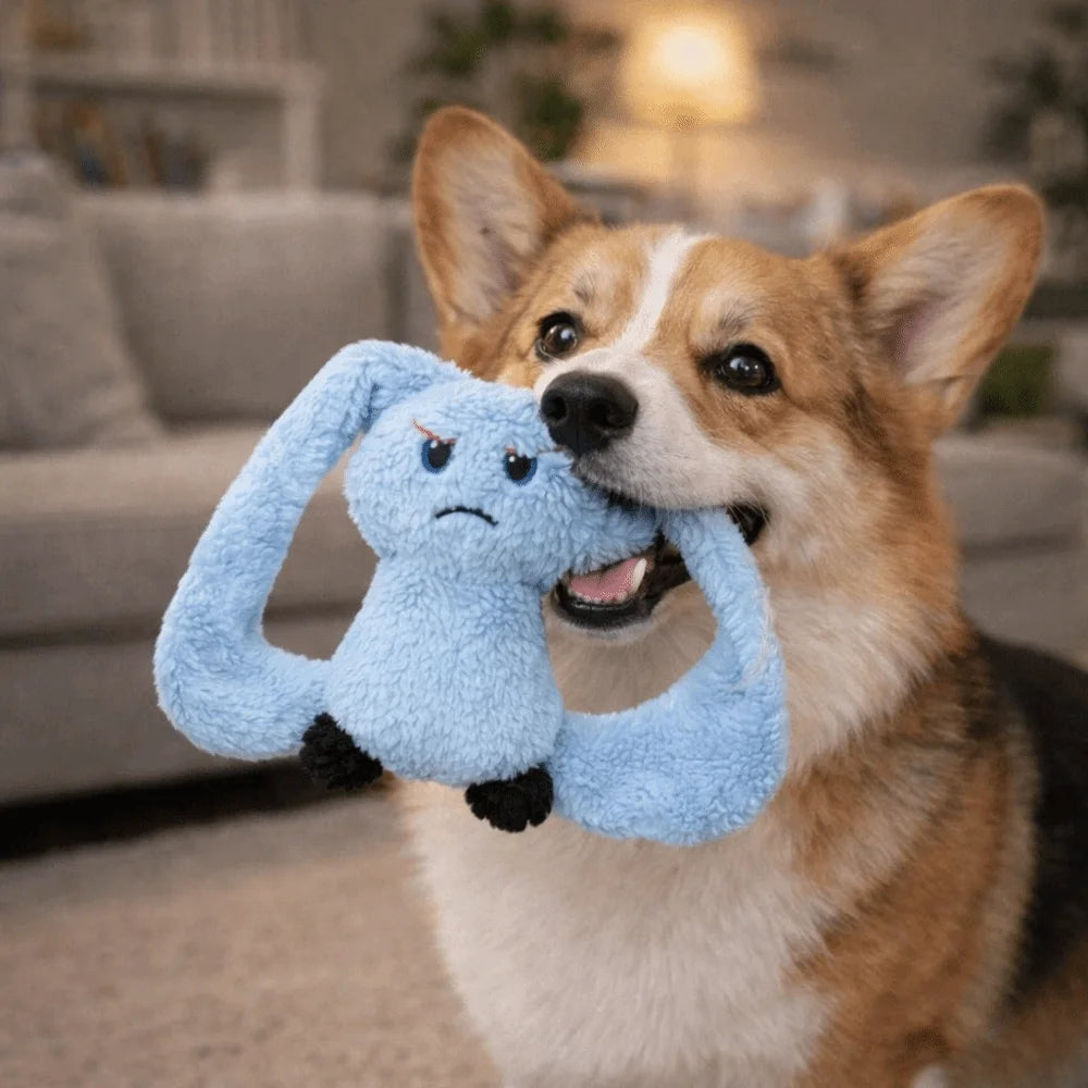 Long Eared Rabbits Pet Plush Toys Bite-Resistant Stuffed Animal Dog Chew Toys Tooth Cleaning Soft Squeaky Dog Toys