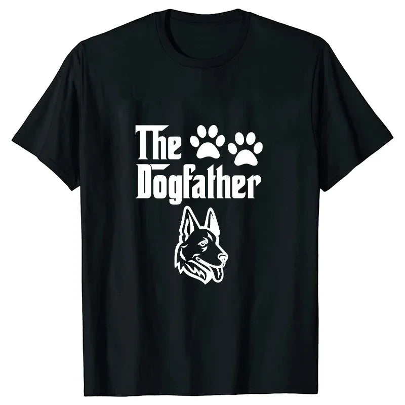 The Dogfather Funny T-shirts for Men Dog Dad T-shirt German Shepherd Dad Male Tshirts Short Sleeve Summer Oversized T Shirt Tee