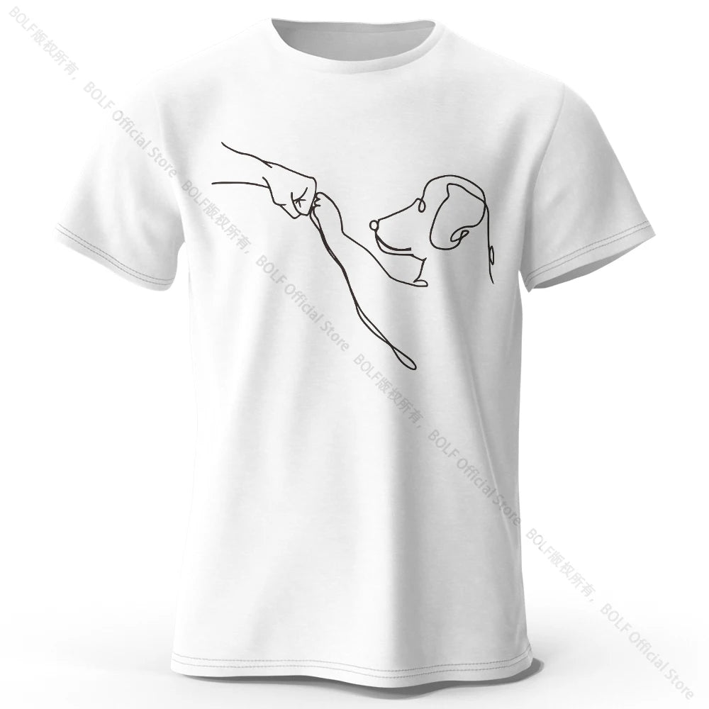 The Dog Friend Printed Modern Minimalist 100% Cotton T-Shirt, Lightweight Round Neck Short Sleeve Tee, Unisex Everyday Wear