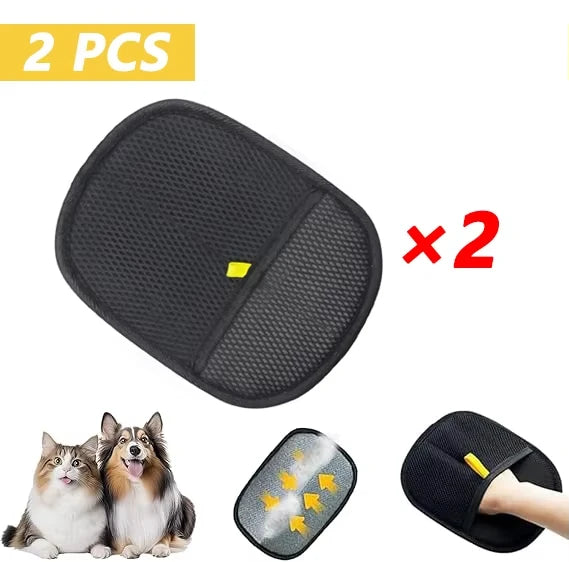 2025 Pet Hair Remover Glove Double-Sided Fur Gloves Cat Dog Fur Magnet Gloves for Washing Deshedding Cleaning Carpets Sofas