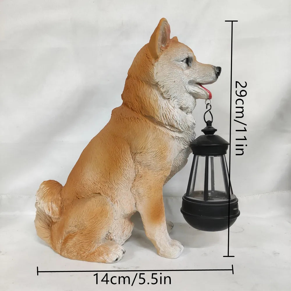 GoldenRetriever GermanShepherd  Rottweiler,Statue Outdoor with SolarLed Home GardenDecoration Windproof Lamp RealisticDog Decor