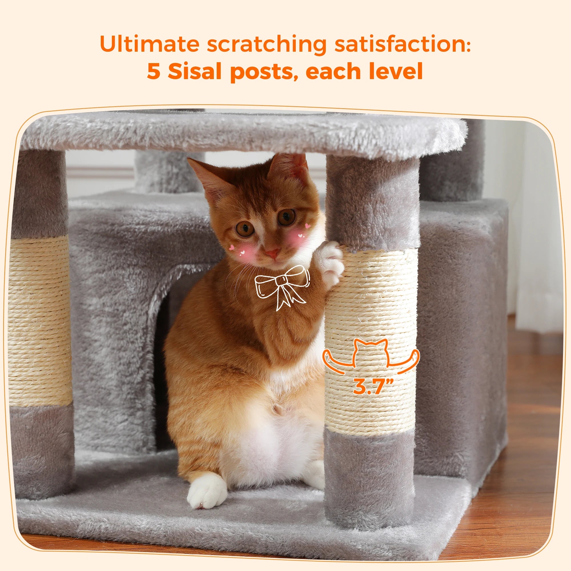 PAWZ Road 72" Large Cat Tree Tower with Hammock and Condo