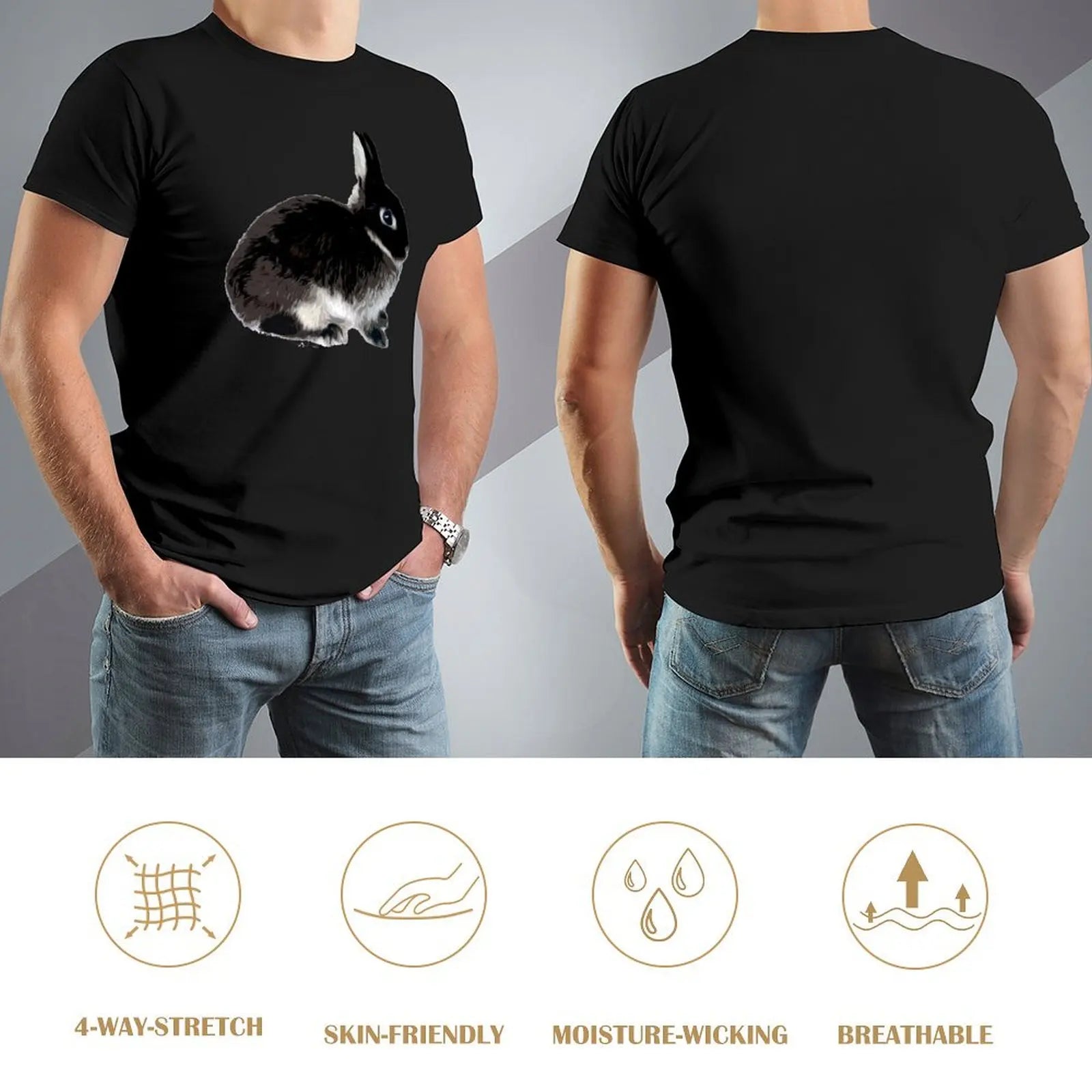 Black Otter Netherland Dwarf Rabbit T-Shirt Thanksgiving Casual Tee
