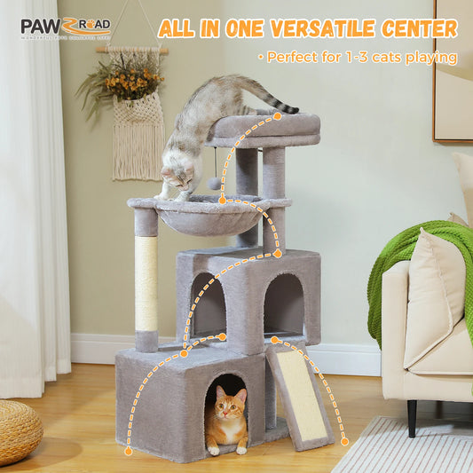 Pequlti 104cm Multi-Level Cat Tree with 2 Condos - Wood