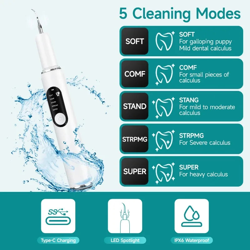 Dog Use Ultrasonic Tooth Cleaner Dog Cat Pet Dental Scaler for Tartar Removal Teeth Cleaning Tool with LED Light