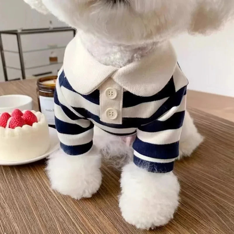 Striped Dog Shirt for Small Dogs Breathable Cotton Pet T-Shirt for Teddy Bichon Schnauzer Spring Summer Autumn Puppy Clothes