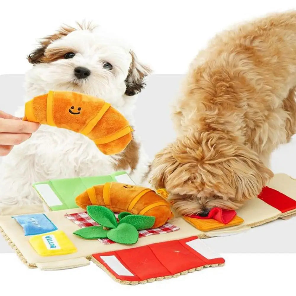 Cat Chew Toy Food Croissant Toys Dog Squeak Interactive Chew Toy Dog Puzzle Toys Iq Training Instinct Training Puppy Toys
