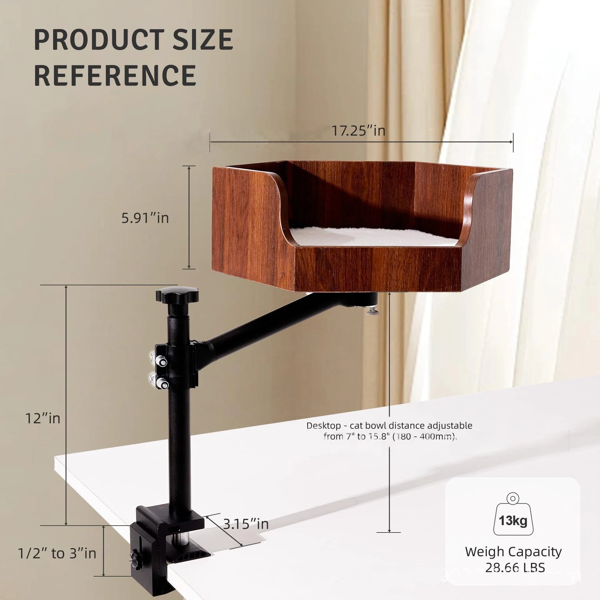 Height-Adjustable Wooden Cat Desk Bed - Metal Frame Safe Cat Rack, Top Choice for Cat Lovers