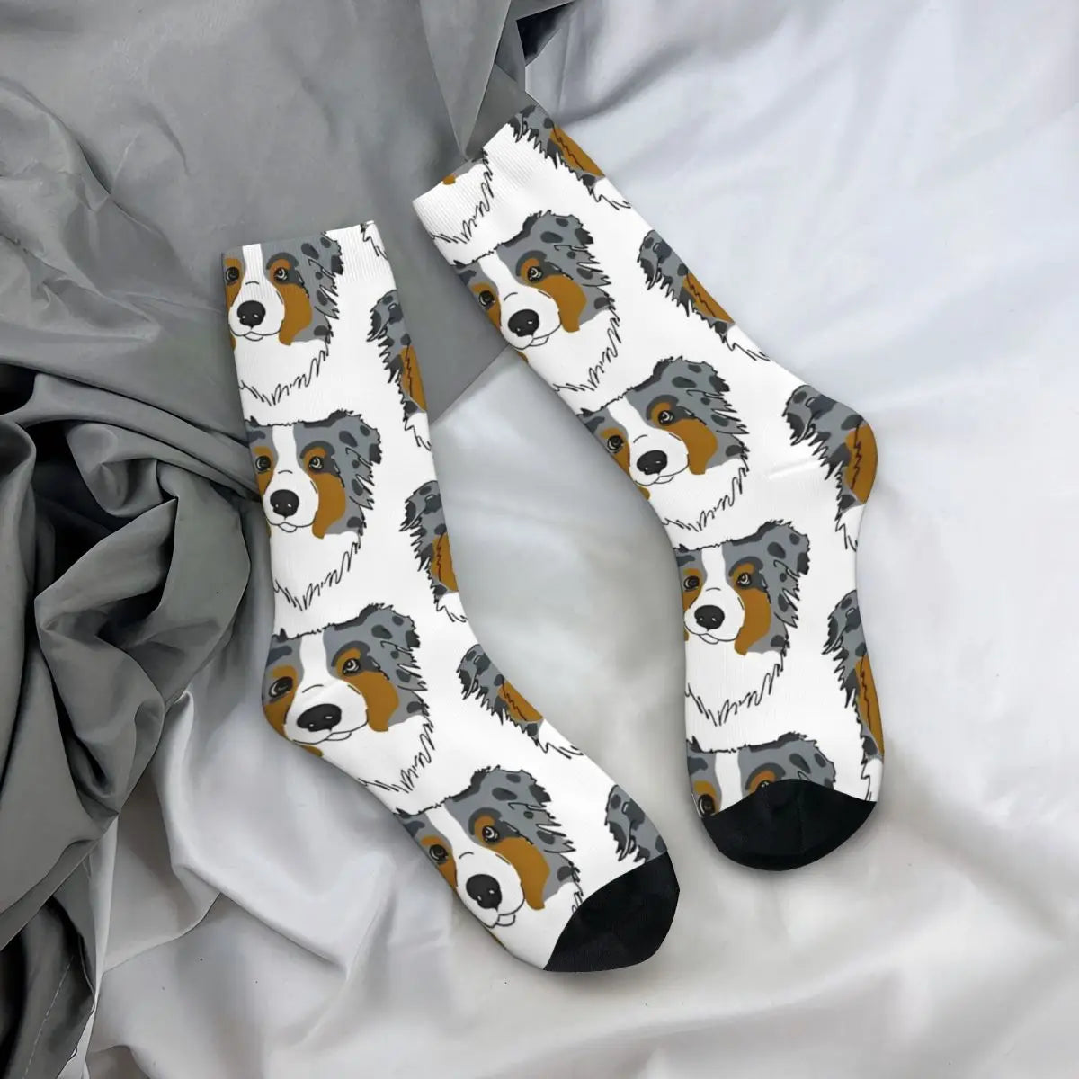 Men Socks Australian Shepherd Stockings Autumn Novelty Comfortable Socks Graphic Running Anti Slip Socks