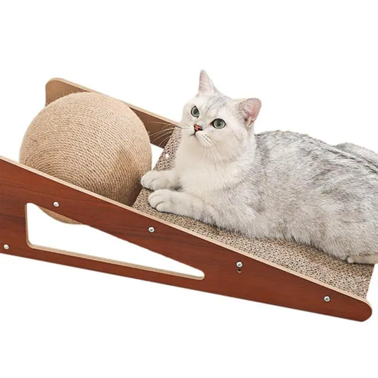 Natural Sisal Cat Scratcher Toy with Ball - 15.75" Durable Board