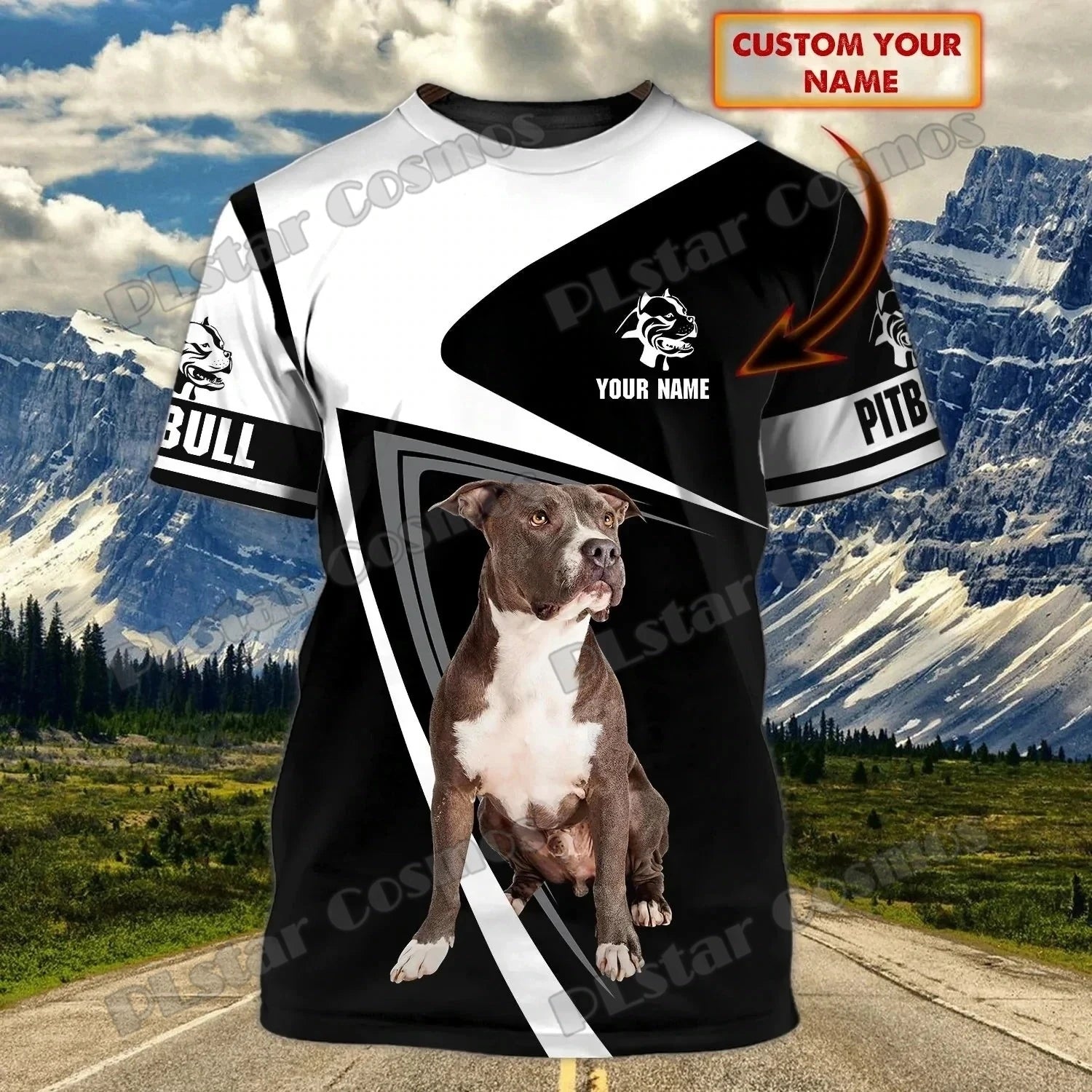 Personalized With Name Dog Pitbull 3D All Over Printed Men's T-Shirt Summer Casual Unisex Tee shirt Gift For Dog Lovers TTD22