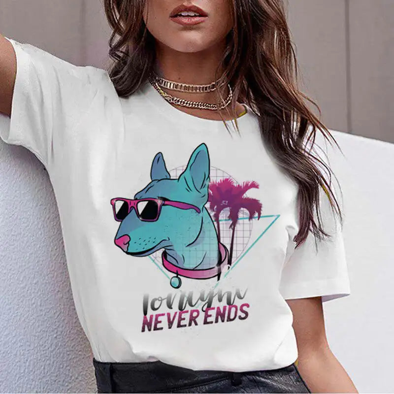 Hot Sale Bull Terrier Rottweiler Kawaii T Shirt Women Beagle Border Cute Whippet Funny dog T-shirt Collie Malinois Tshirt
