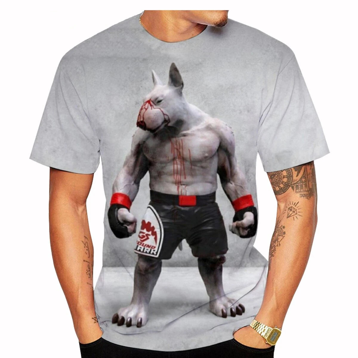 Funny Bull Terrier T-Shirts Pet Dog 3D Print Streetwear Men Women Fashion Oversized Short Sleeve T Shirt Male Tees Tops Clothing