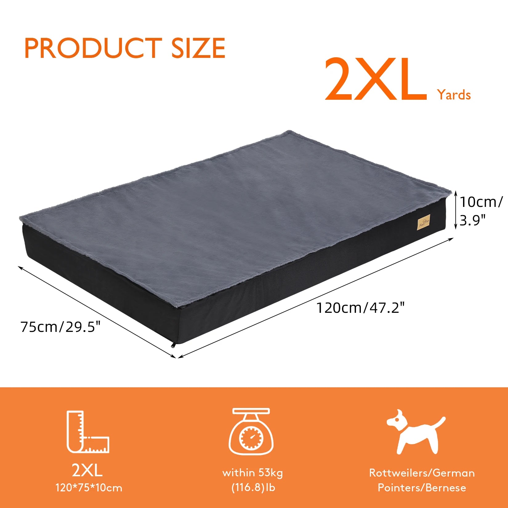 Bingopaw Orthopedic Memory Foam Dog Bed - Waterproof Grey