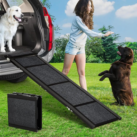 HiMISS Folding Aluminum Dog Ramp - Non-Slip Portable Pet Ramp