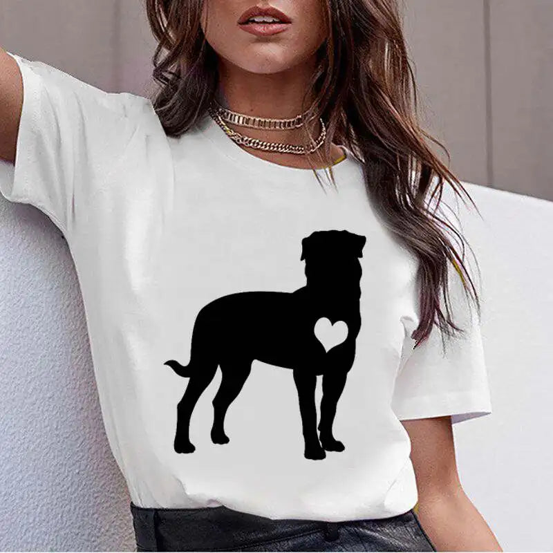 Hot Sale Bull Terrier Rottweiler Kawaii T Shirt Women Beagle Border Cute Whippet Funny dog T-shirt Collie Malinois Tshirt