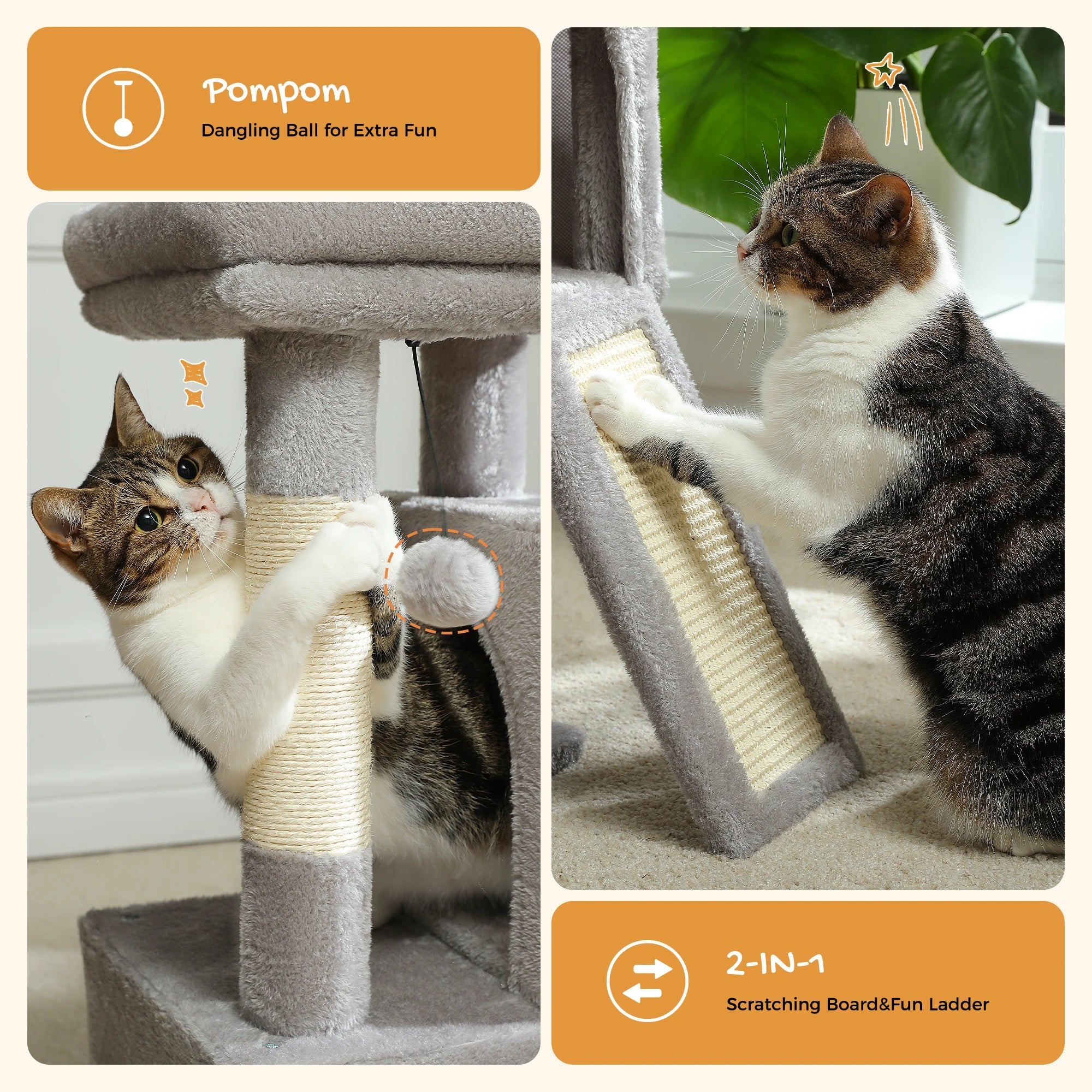 Pequlti Multi-Level Cat Tree Tower with Condo and Hammock
