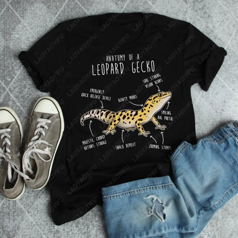 Leopard Gecko Funny Women Men Graphic Tshirt Pet Reptile Lover Gift Kawaii Lizard T-Shirt Cute Gecko Tees Anatomy Herpetologist