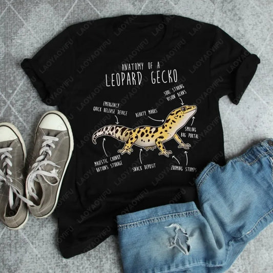 Leopard Gecko Funny Women Men Graphic Tshirt Pet Reptile Lover Gift Kawaii Lizard T-Shirt Cute Gecko Tees Anatomy Herpetologist