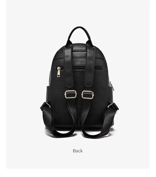 FOXER Brand Genuine Leather + Microfiber Women's Backpack Fashion Female Travel Bag Large Capacity Waterproof Backpack