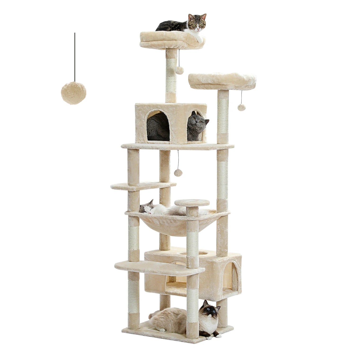PAWZ Road 72" Large Cat Tree Tower with Hammock and Condo