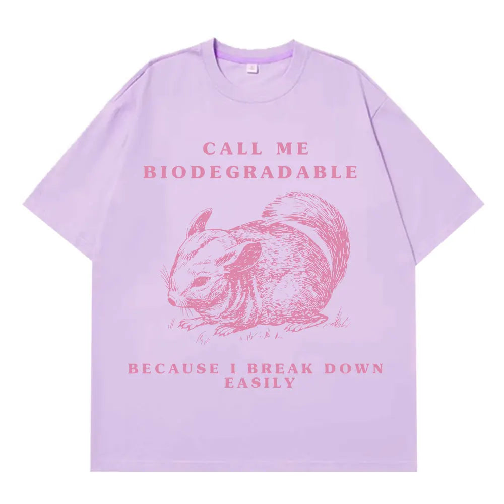 Chinchilla Funny Meme T Shirt Men Women Aesthetic Trend T-shirts Summer Short-sleeved Loose Casual Cotton Harajuku T-shirts