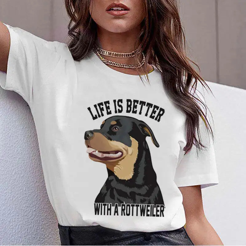 Hot Sale Bull Terrier Rottweiler Kawaii T Shirt Women Beagle Border Cute Whippet Funny dog T-shirt Collie Malinois Tshirt