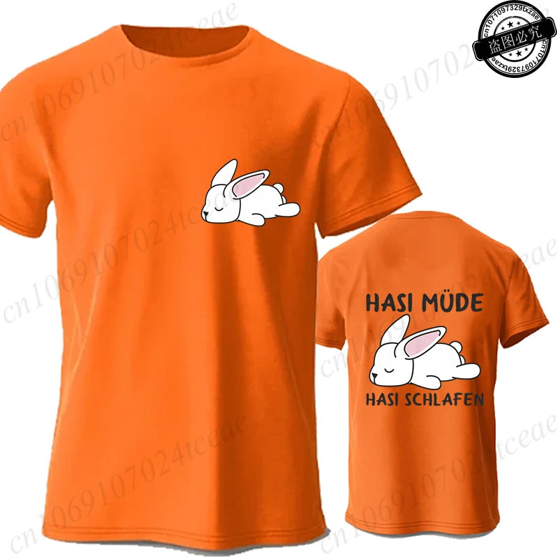 Bunny Is Tired T Shirts Lazy Bunny Shirts Cute Rabbit Graphic Tee Women Short Sleeve Casual Tops Lazy Streetwear Fashion T-shirt